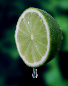 Healthy green lime fruit typically served with cocktails